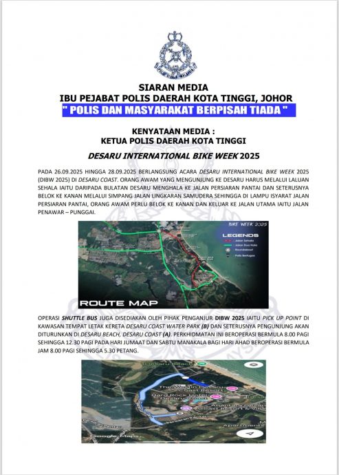 （已签发）柔：迪沙鲁国际摩托车周明起举行   民众受促注意行车新指示