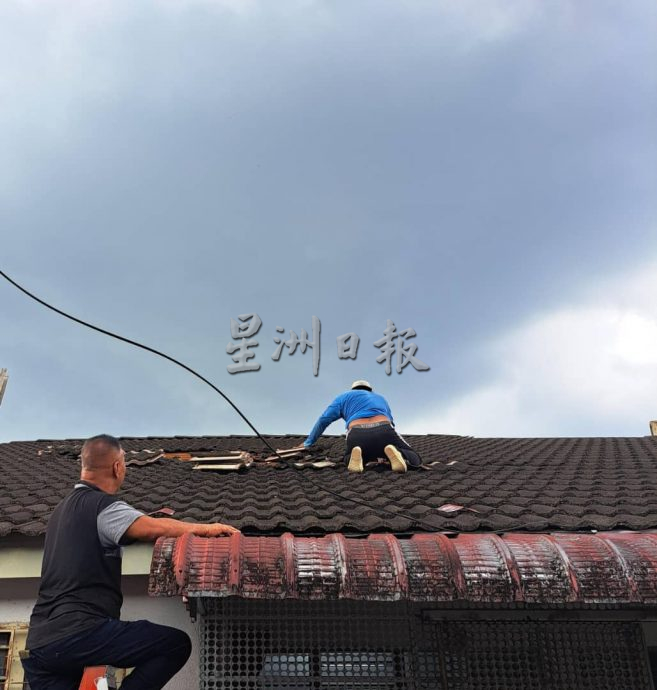 太平金地园狂风大作 数住家屋瓦被吹走幸无人伤