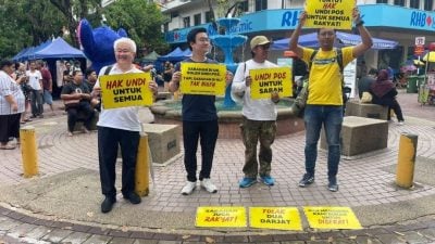 快闪行动上街 净选盟等组织促让沙选民邮寄投票