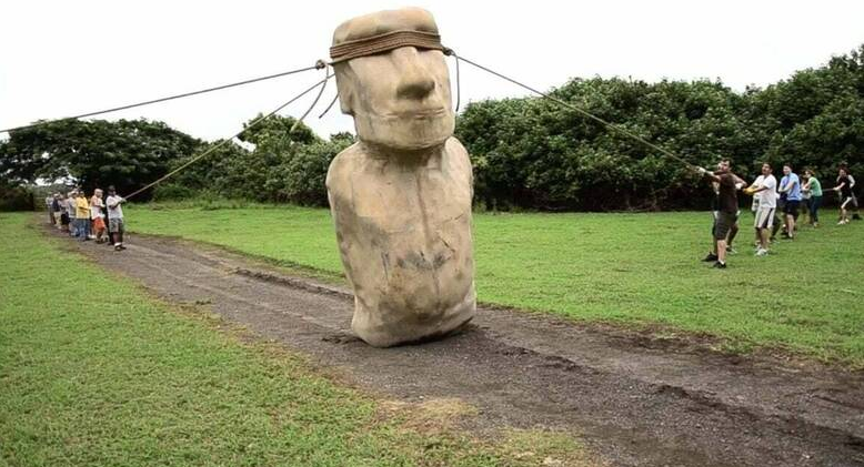 复活岛石像搬运之谜破解 18人让4吨摩艾“行走”