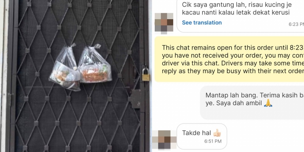 将餐点高挂防宠物弄翻 外送员贴心服务获赞