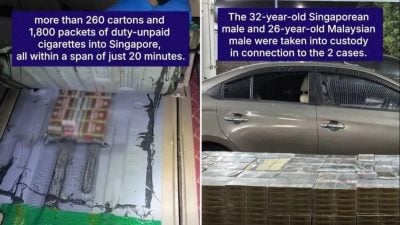 20分钟破两起走私案  狮城兀兰关卡人员起漏税烟