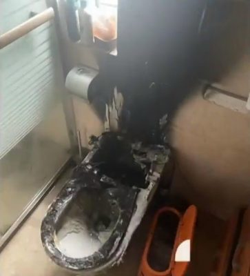广东女网购RM645假马桶自爆 住家被熏黑漏水 电梯也浸水