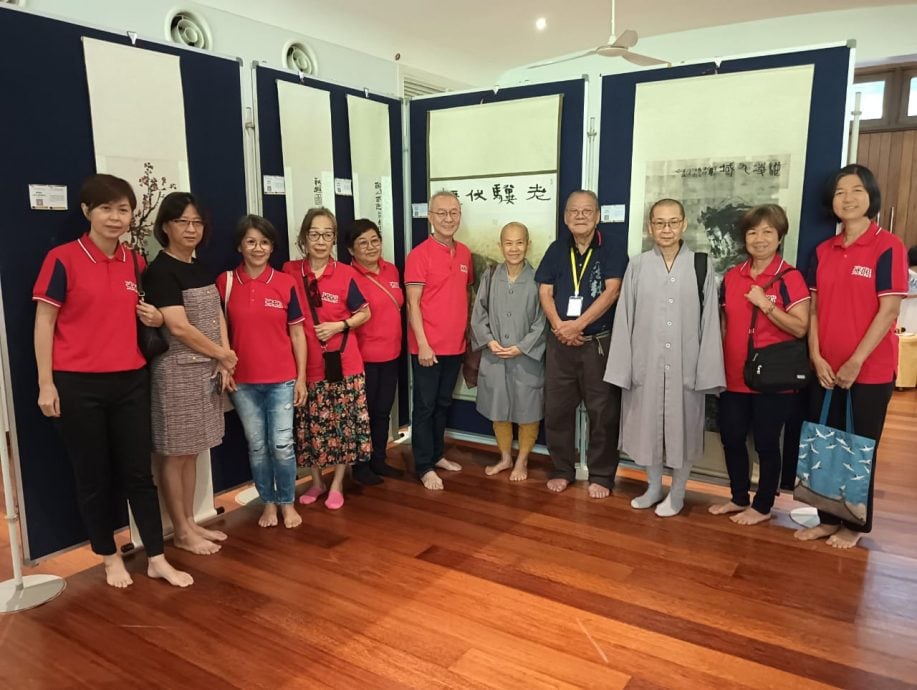 彭佛教会展出多达72幅师生作品,“墨耕”水墨画展欢迎民众来观赏。