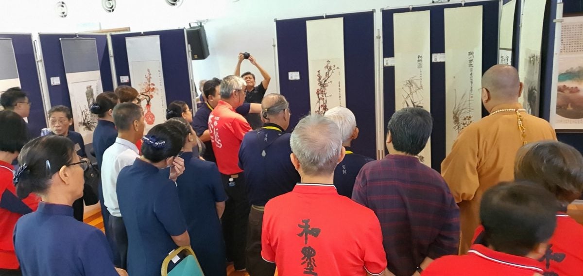 彭佛教会展出多达72幅师生作品,“墨耕”水墨画展欢迎民众来观赏。