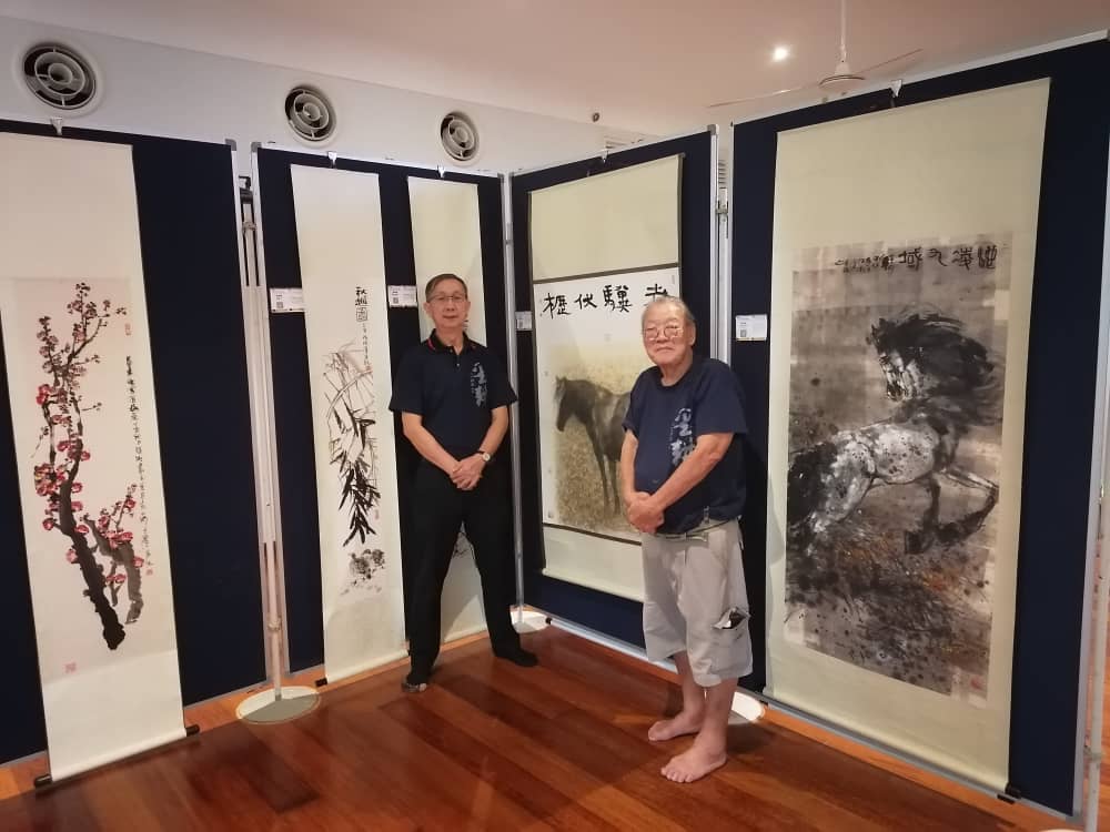 彭佛教会展出多达72幅师生作品,“墨耕”水墨画展欢迎民众来观赏。