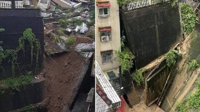 挡土墙整片崩落 近百人连夜打包逃离
