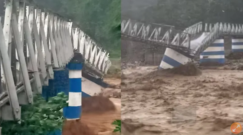 暴雨洪流冲垮铁桥　男子被挖出已成泥人