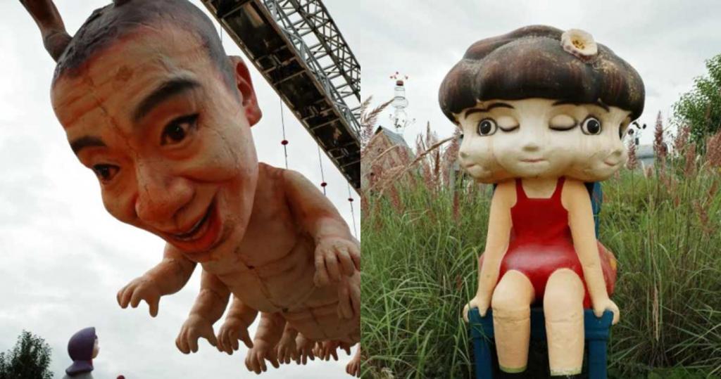 游乐园惊见“人体蜈蚣” 诡异造型太骇人