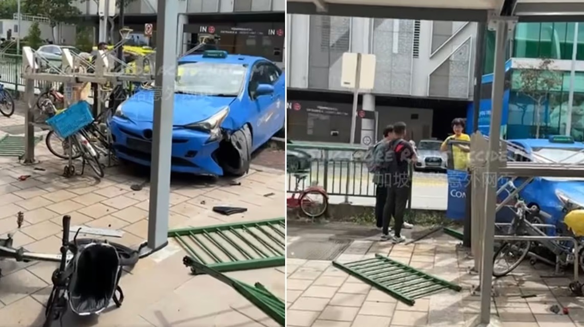 （已签发）柔：狮城二三事：淡滨尼德士撞脚车架 女子称锁车险被撞