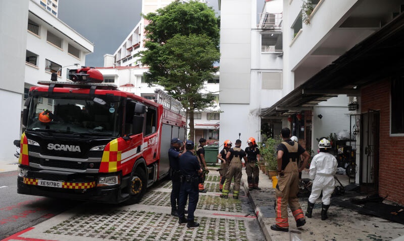 （已签发）柔：狮城二三事：组屋单位电动脚车起火  男住户窗边求救  宠物猫葬身火