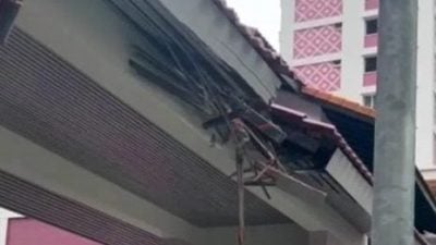 罗里司机忘收吊臂撞坏屋顶 罚款3000新元吊牌6个月