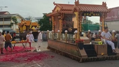 麻斗天宫九皇大帝巡境游行   大批民众驻足观赏