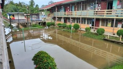 强降雨河水涨潮影响．弄孟满又淹水了