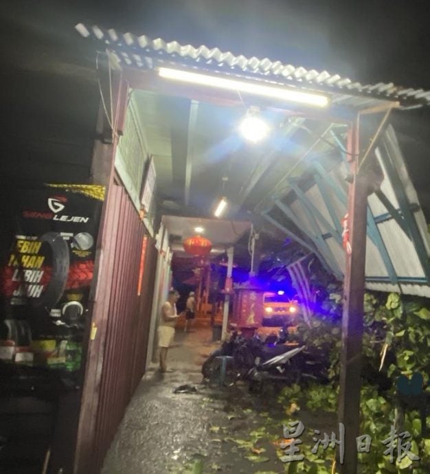 暴风雨侵袭大树倒 下霹峇眼拿督受灾