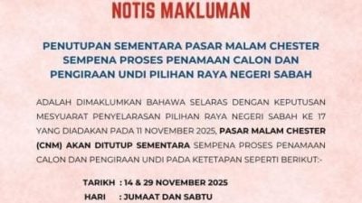 配合提名计票日　车士打街夜市关两天