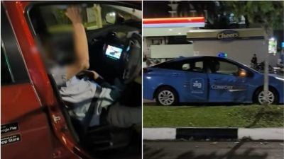 二狮城德士相撞 七旬司机送院另一司机助查