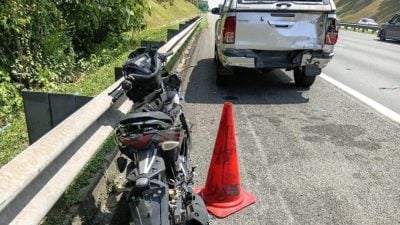 警方四驱车抛锚停紧急车道 军人骑士追撞不治