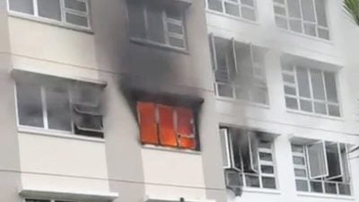 疑充电宝爆炸 组屋卧室狂烧