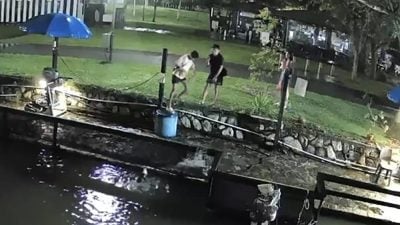 3男女偷钓 越篱笆取鱼 全程被拍 店家报警