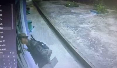 戴帽贼闯幼园．监控拍下行窃过程