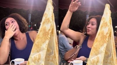 视频| “像巫师帽一样高！” 女游客嗨翻：“这饼怎么吃？”