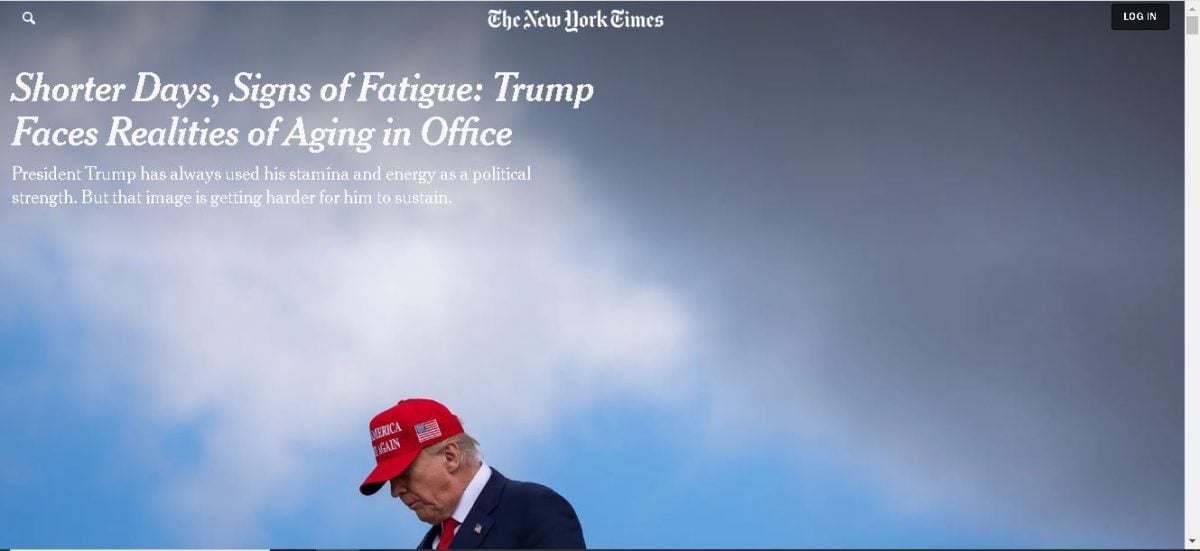 不满《纽时》报道精力不如前 特朗普斥记者“长相难看”。