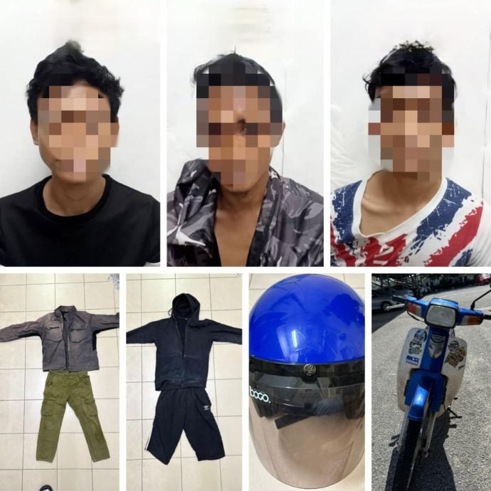 东(已签):3名男子涉嫌上周六在尼兰布里区抢夺一名老妇的钱包而遭警方逮捕,被延扣7天。