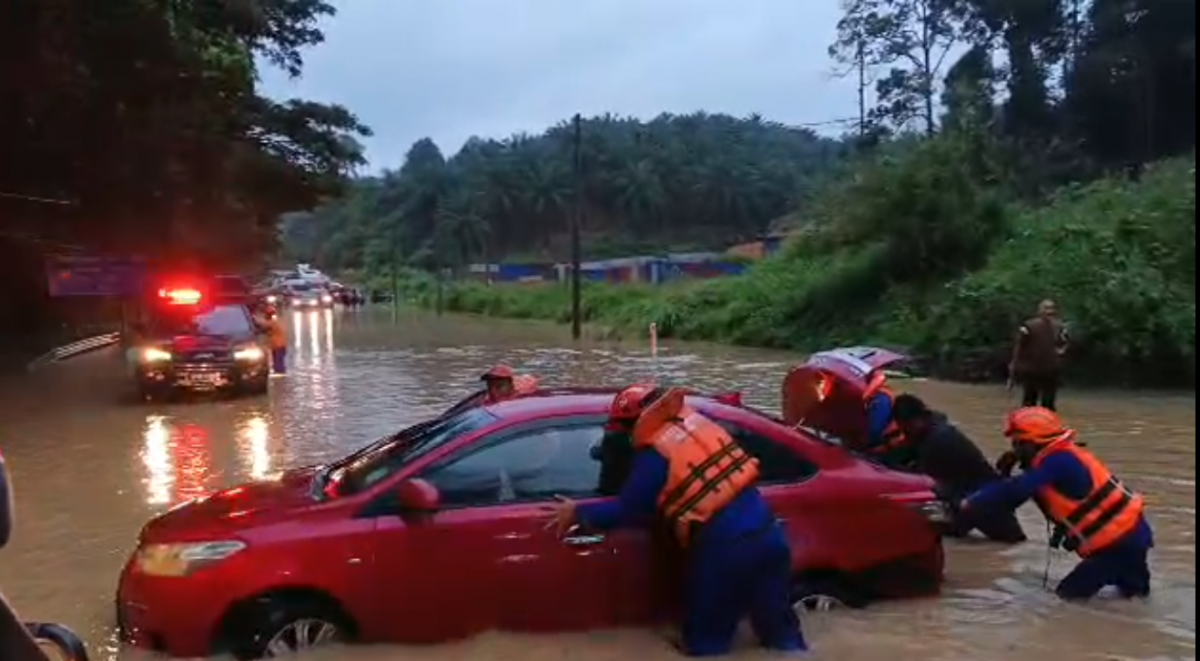 东：（已签发）路积水看不到 一家四口轿车误坠沟