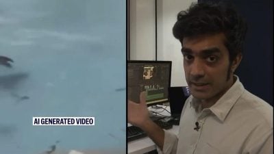 有心人趁飓风后造假   鲨鱼闯泳池视频 是AI