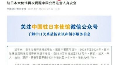 多名旅日公民报告遭辱骂殴打  中驻日使馆再次提醒公民注意安全