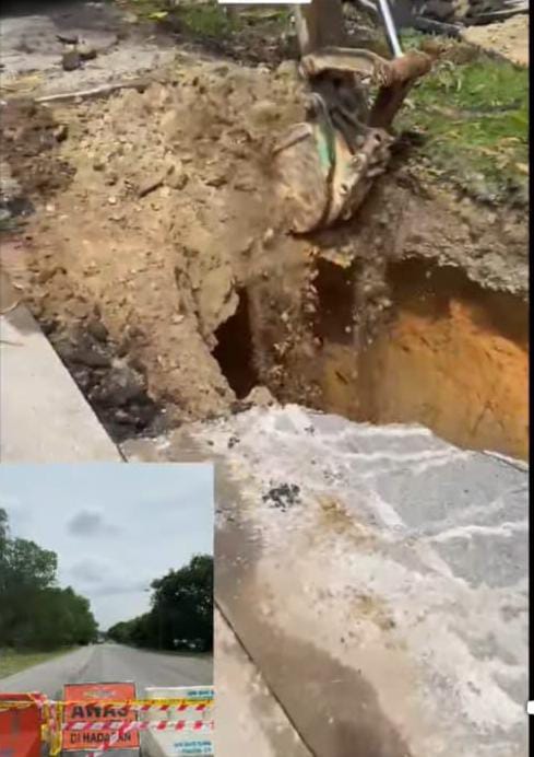 大都会/士毛月打昔科舒玛城中学旁道路崩塌,今起封路抢修7天