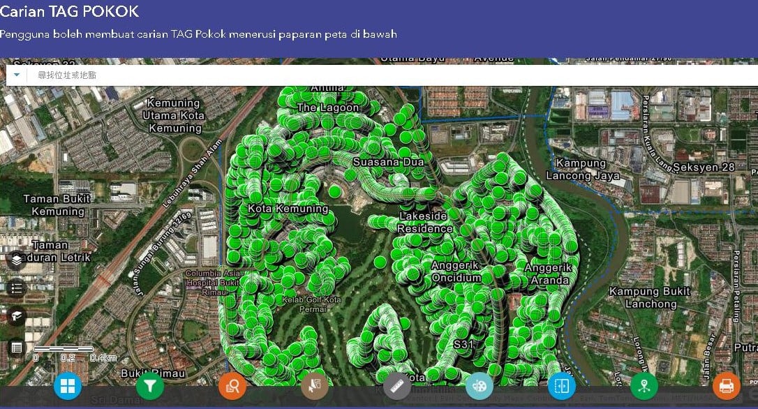 大都会(版3头)/MBSA电子景观资产标记1345项设施、34508棵树数字化管理