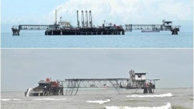 “森亚尔”狂袭波外海 输油码头断3截