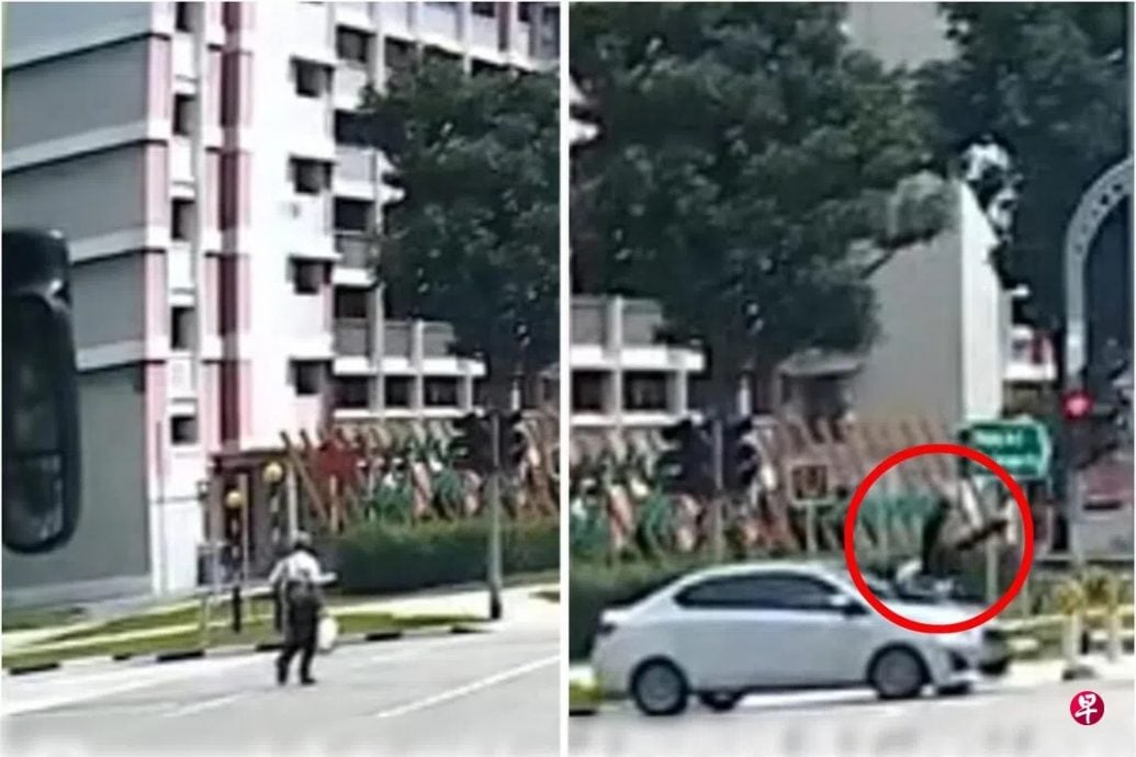 *已签发*柔：狮城二三事：七旬汉疑违例过马路  遭汽车撞飞重摔在地