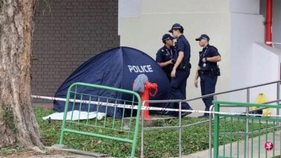 六旬汉横尸狮城组屋楼下  警方封锁现场调查