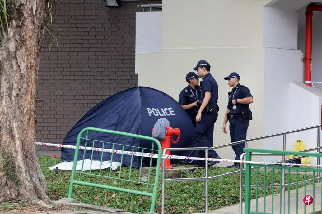 *已签发*柔：狮城二三事：六旬汉横尸狮城组屋楼下  警方封锁现场调查