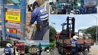 狮城陆交局多处执法  逾140违规重型车辆遭取缔