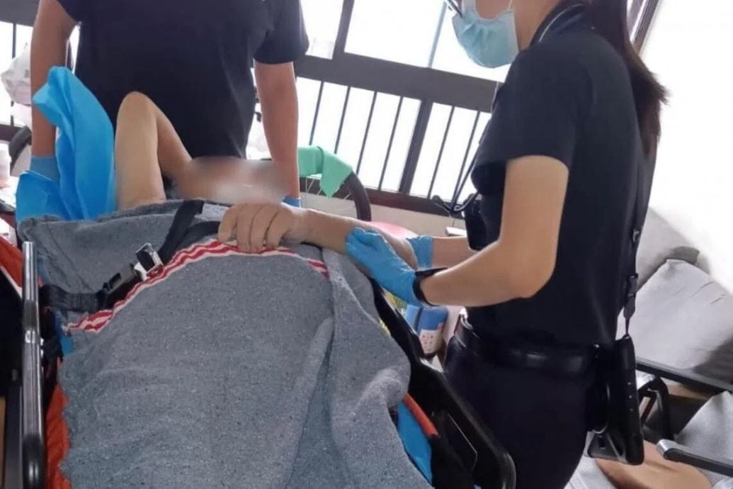 *已签发*柔:狮城二三事:男子手臂卡厨房排水管 狮城民防拆水槽橱柜解救