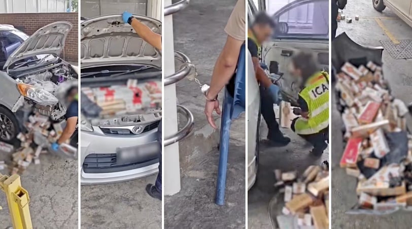 *已签发*柔:狮城二三事:车暗格藏逾4400包漏税烟 大马男子欲通关被捕