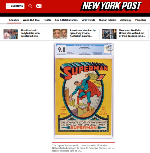 整理母亲遗物变暴富！“首期超人漫画”有望拍出600万美元