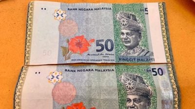 波德申与芦骨出现50令吉钞票安全条脱落 商贩拒收忧是假钞