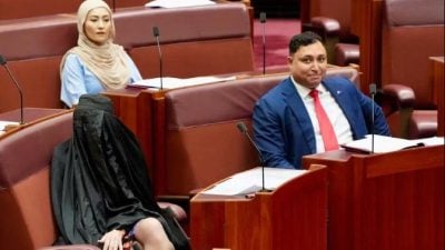 澳洲极右翼政客身披罩袍现身国会 政治作秀引哗然