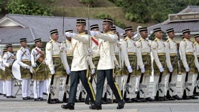 按军事传统礼仪进行  国家王宫卫队换岗