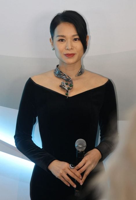 紧身鱼尾裙礼服撇怀4胎 胡杏儿贵气走猫步比爱心