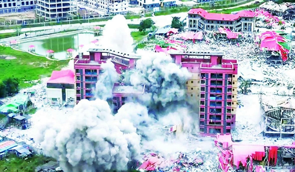 缅甸公布炸KK园区建筑影片　迄今逾180幢已拆毁