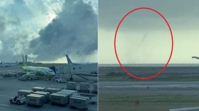 视频 | 那霸机场员工目击龙卷风 气象厅发布注意情报