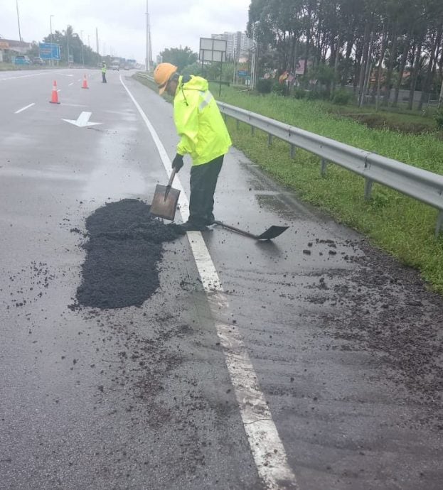 雨水连绵 沙白5号公路现逾千路洞 多车爆胎