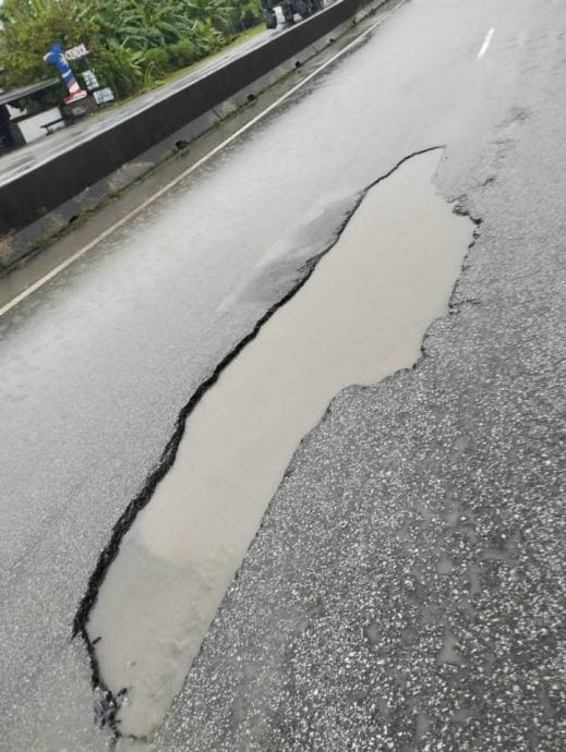 雨水连绵 沙白5号公路现逾千路洞 多车爆胎