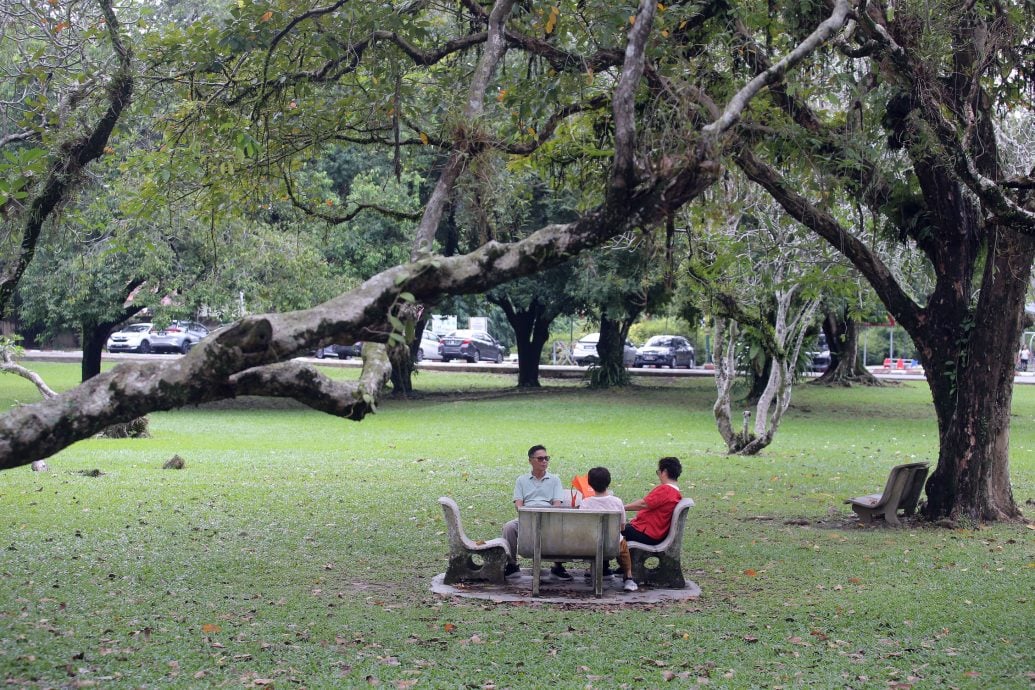 霹:封面主文∕周末怡保公园热闹 成市民悠闲充电站